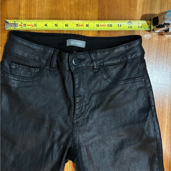 DL1961 Lara Mid Rise Cropped Flare Jeans Black Waxed Raw Hem Sz 27 - Picture 6 of 10